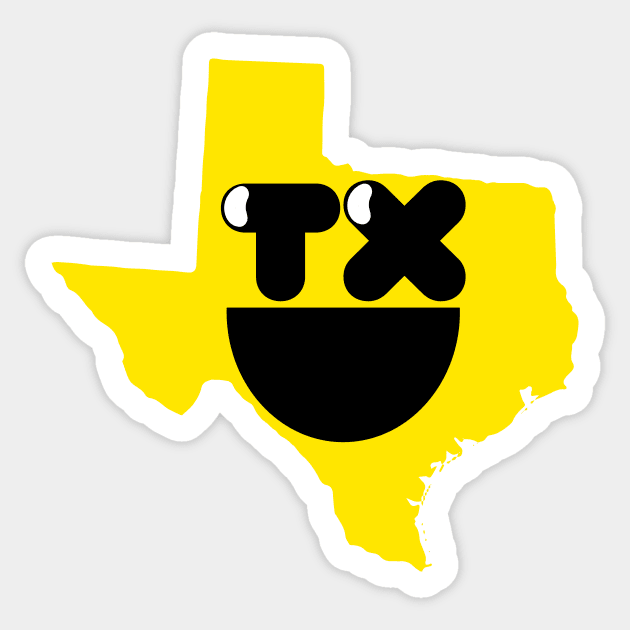 Texas States of Happynes- Texas Smiling Face Sticker by pelagio